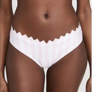 Onia Astrid Macro Stripe Cradle Pink Zig Zag Cut Bikini Swim Bottoms Size S NWT